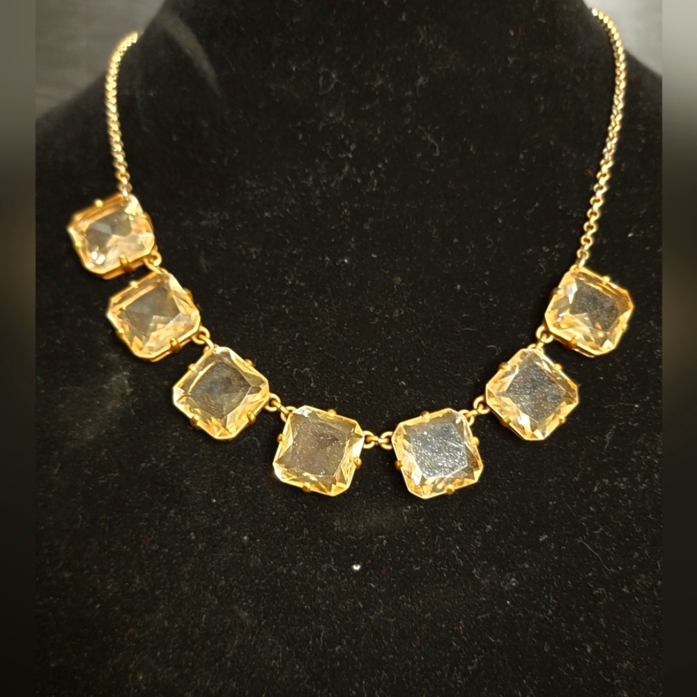 J Crew gold and yellow glass "diamond" necklace.